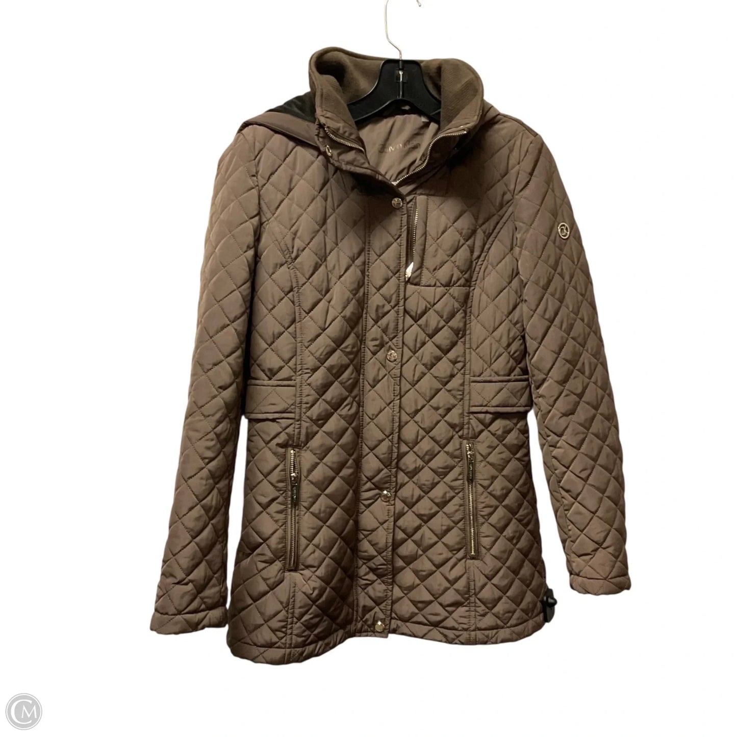 Jacket Puffer & Quilted By Calvin Klein In Brown, Size: S