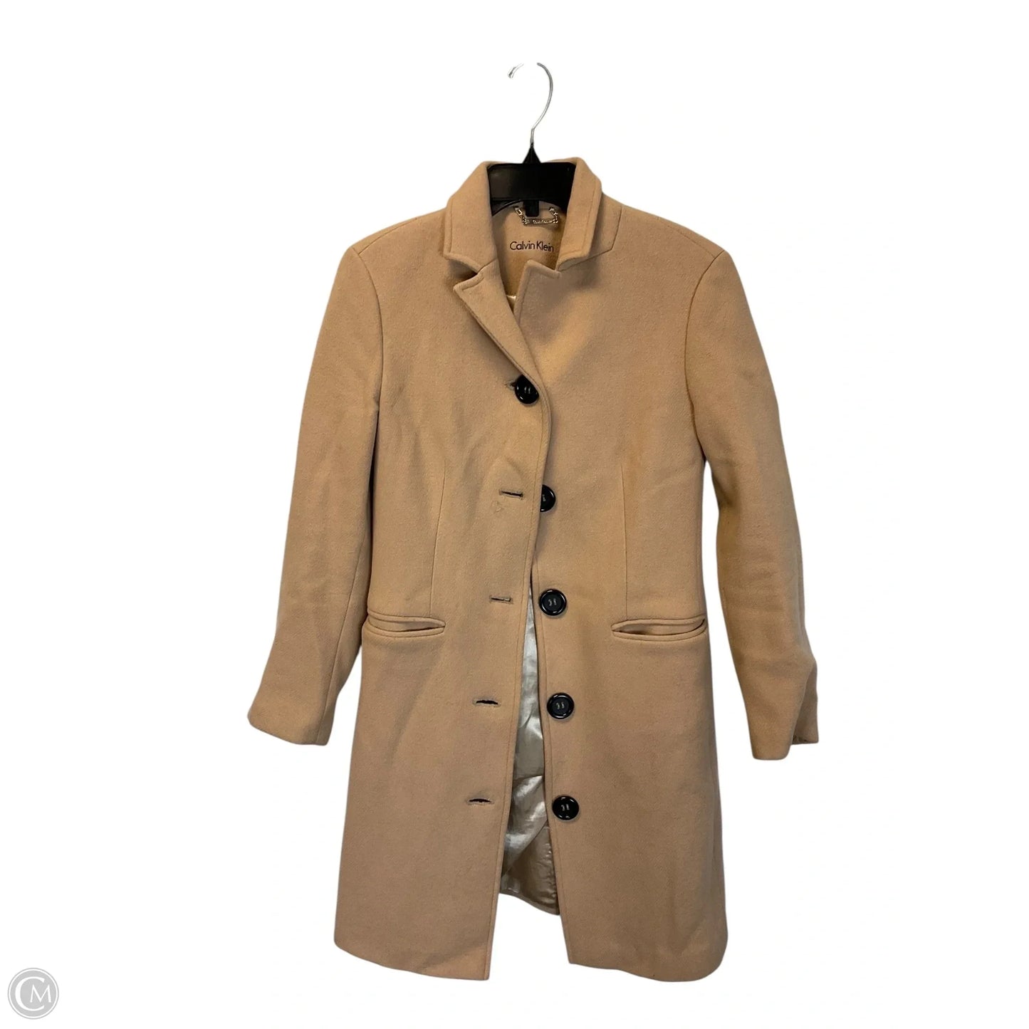 Coat Trench Coat By Calvin Klein In Tan, Size: M