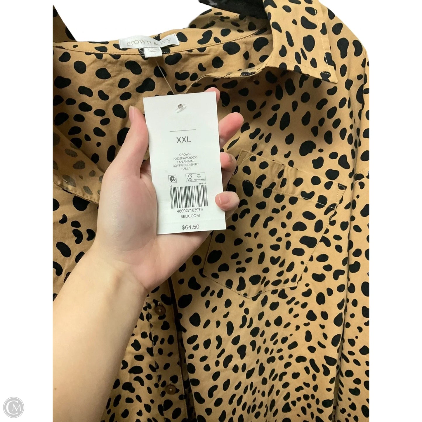 Top Long Sleeve By Crown And Ivy In Animal Print, Size: Xxl