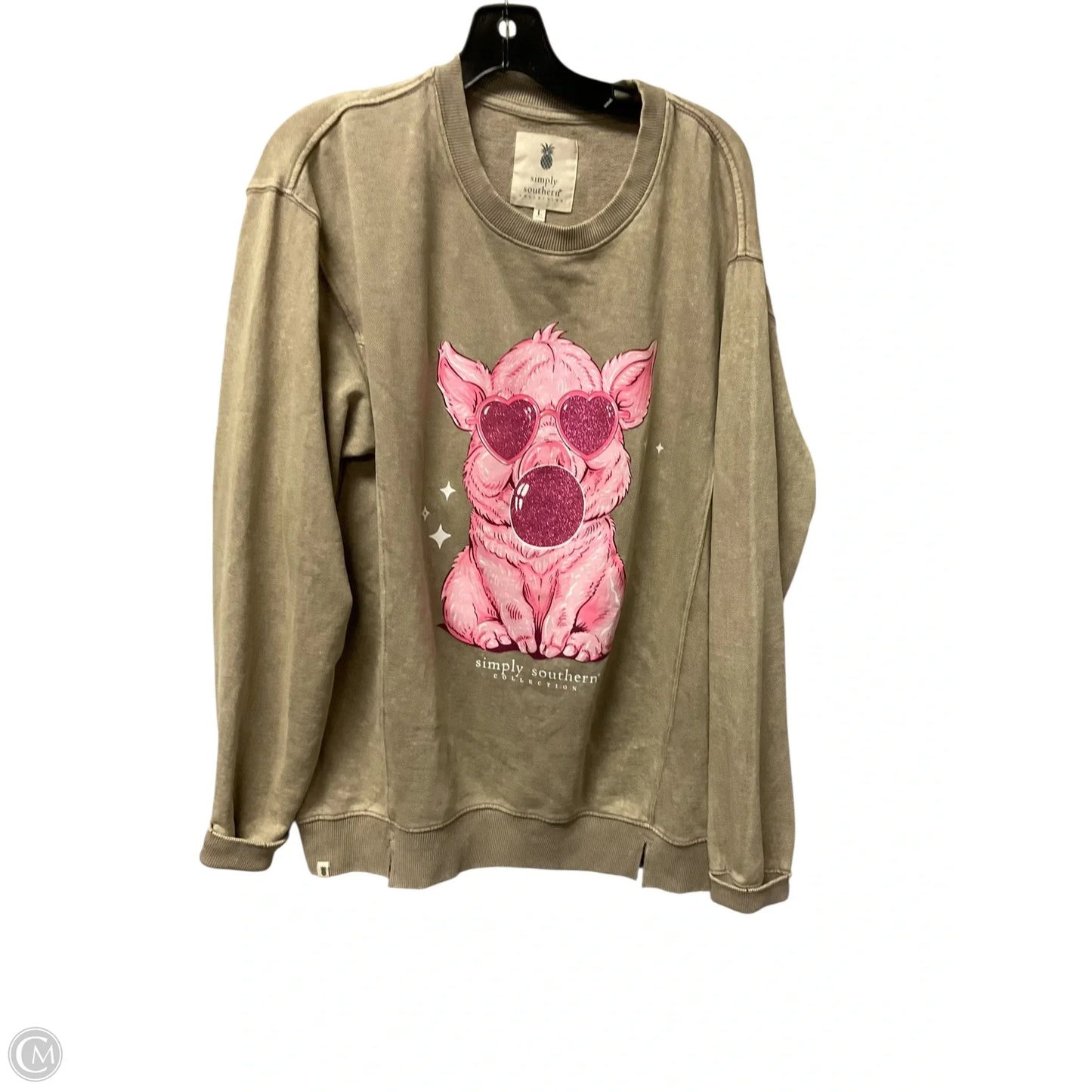 Sweatshirt Crewneck By Simply Southern In Beige, Size: L