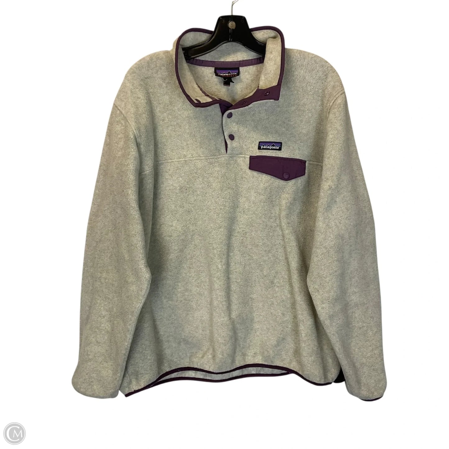 Jacket Fleece By Patagonia In Grey & Purple, Size: Xl