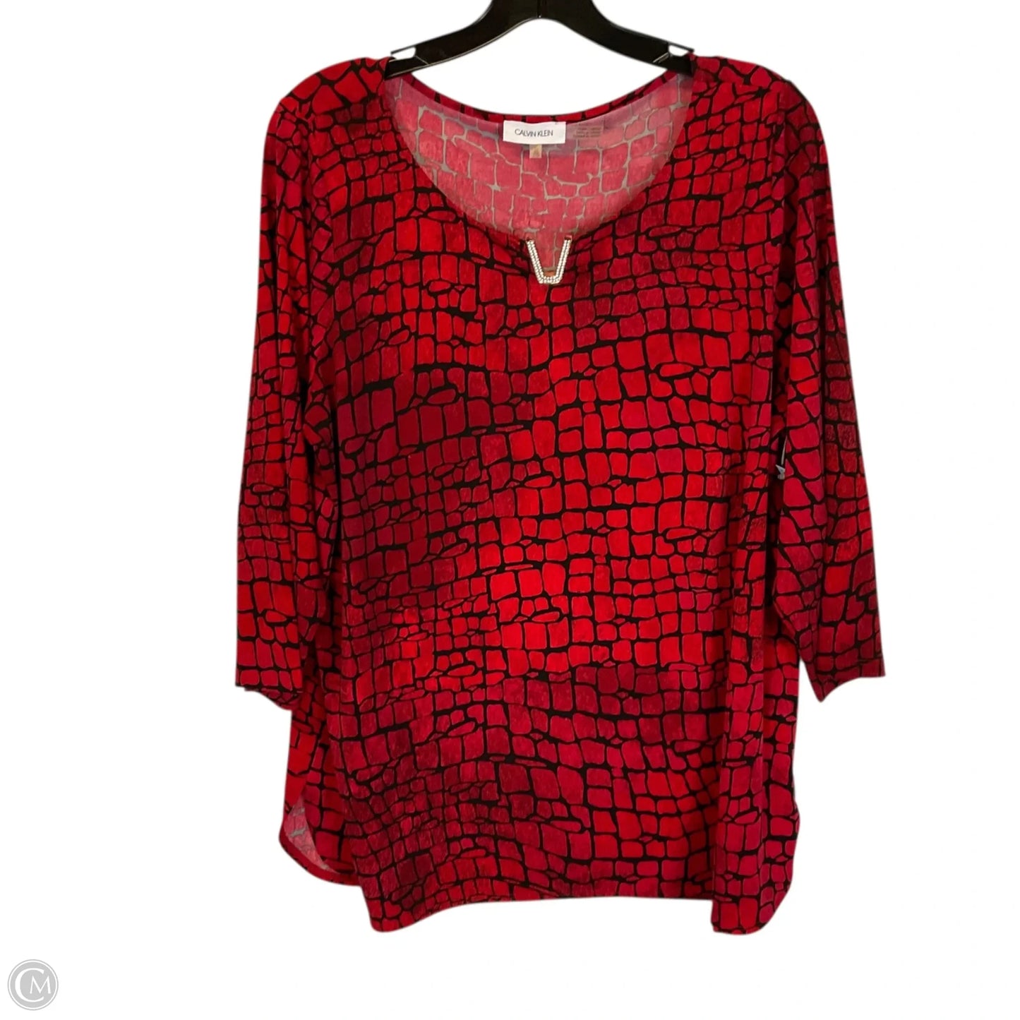 Top Long Sleeve By Calvin Klein In Red, Size: Xl