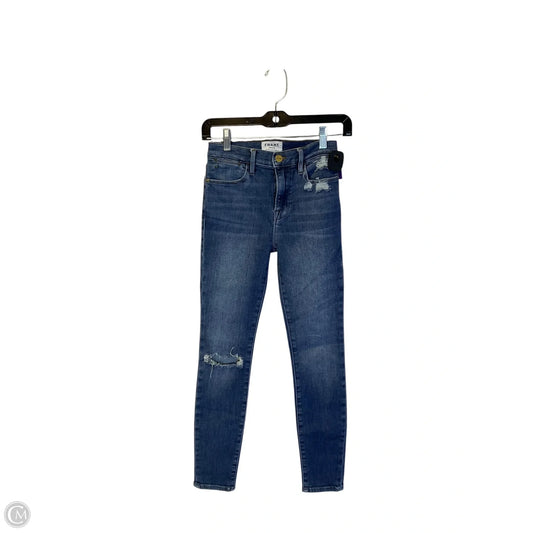 Jeans Skinny By Frame In Blue Denim, Size: 0