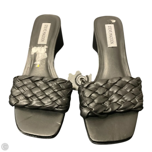 Sandals Heels Block By Steve Madden In Black, Size: 6.5