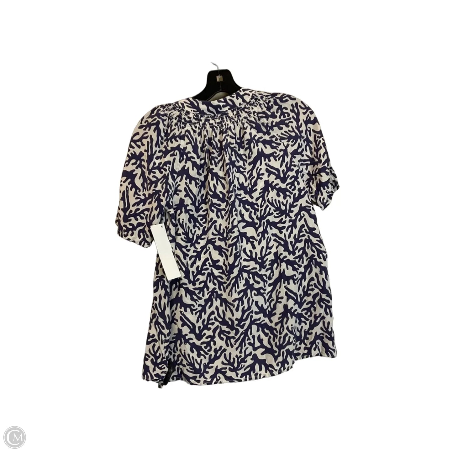 Top Short Sleeve Designer By Lilly Pulitzer In Blue & White, Size: S