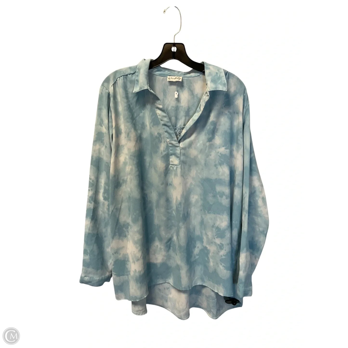 Top Long Sleeve By Wonderly In Blue, Size: 3x