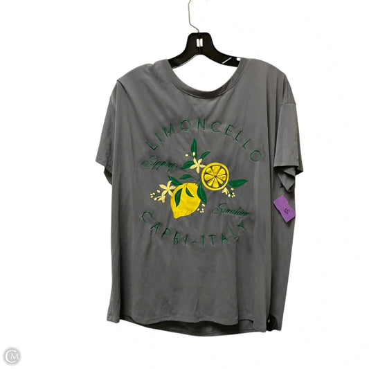 Top Short Sleeve By Green Envelope In Grey & Yellow, Size: Xl