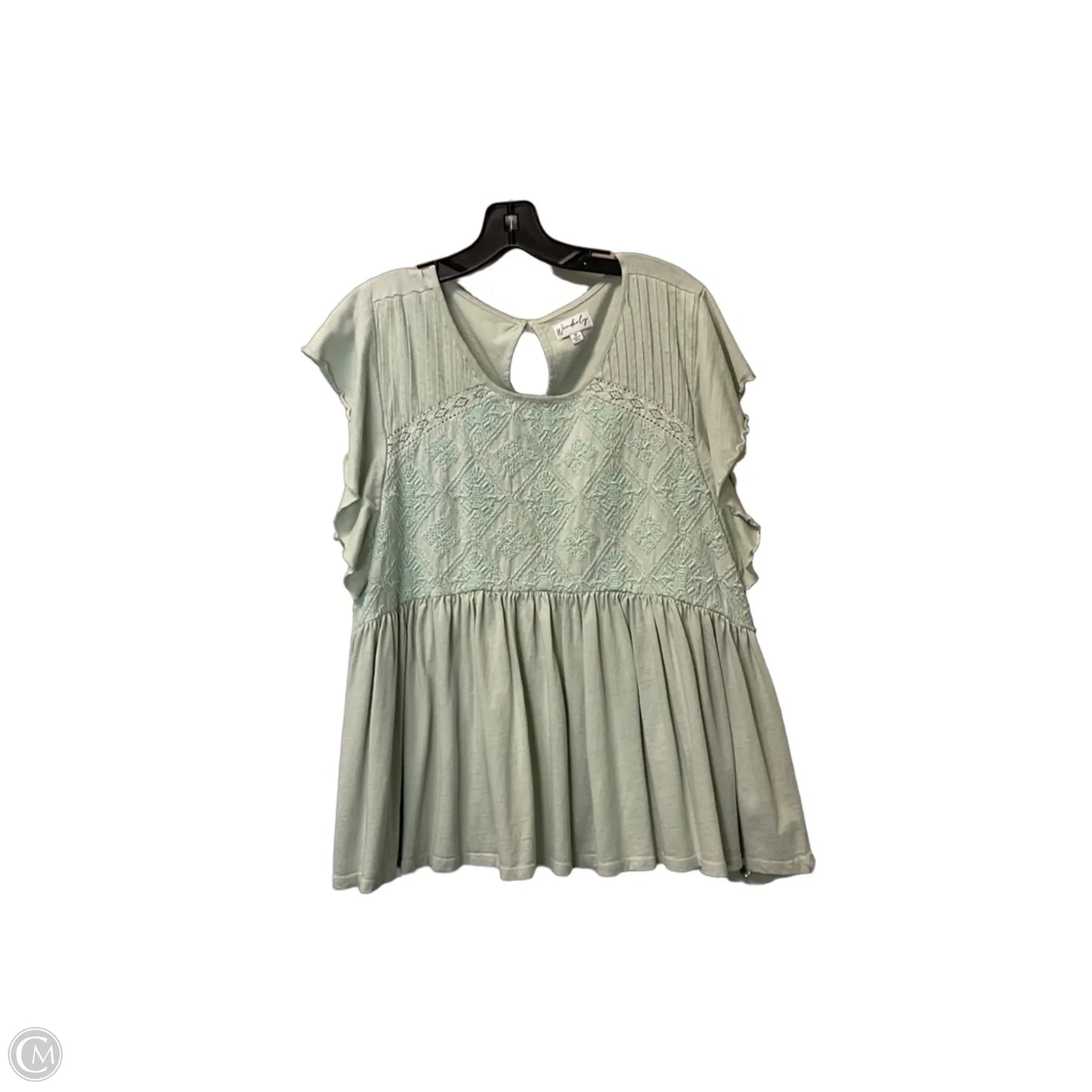 Top Short Sleeve By Wonderly In Green, Size: 1x