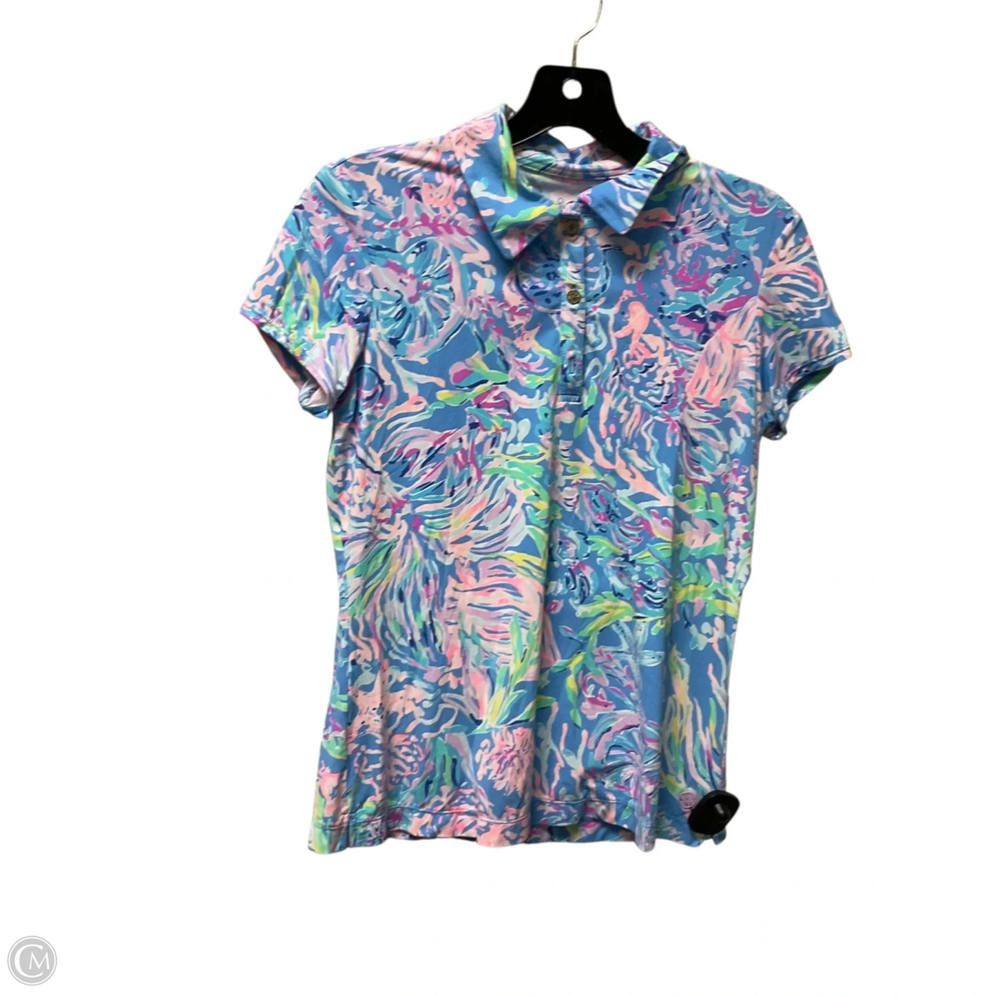 Top Short Sleeve Designer By Lilly Pulitzer In Blue, Size: S