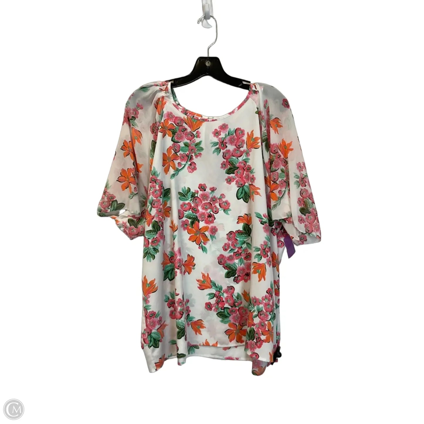 Top Short Sleeve By Ann Taylor In Orange & Pink, Size: Xxl