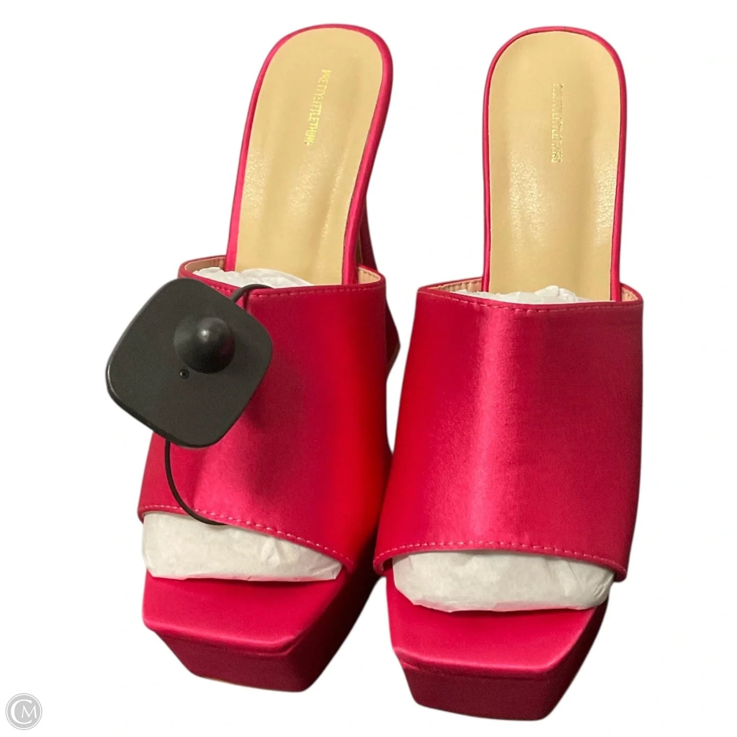 Sandals Heels Block By Pretty Little Thing In Pink, Size: 9