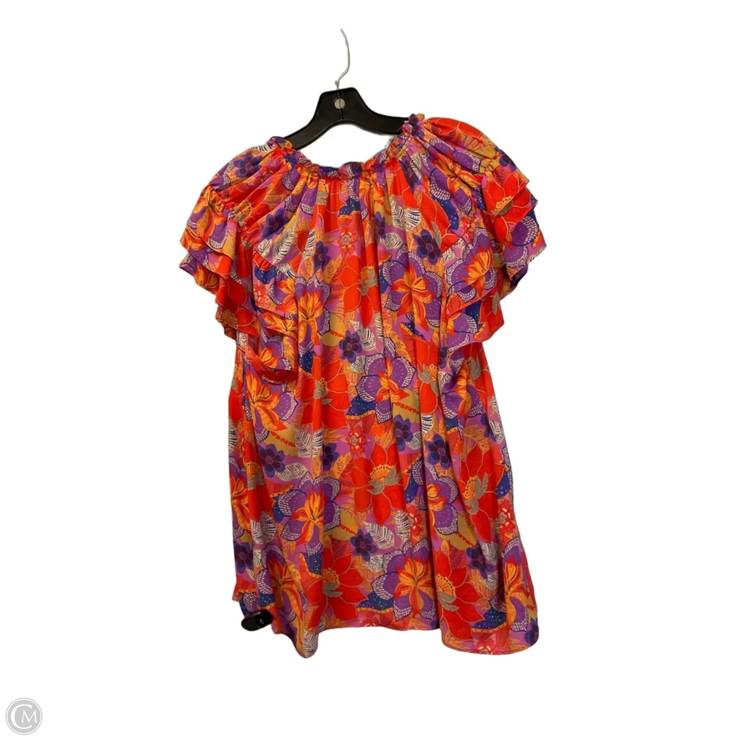 Top Short Sleeve By Rose And Olive In Orange & Purple, Size: 1x