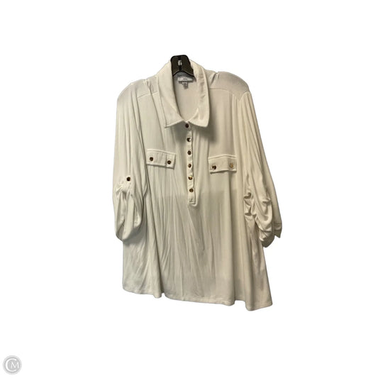 Top Long Sleeve By Carmen By Carmen Marc Valvo In White, Size: 3x