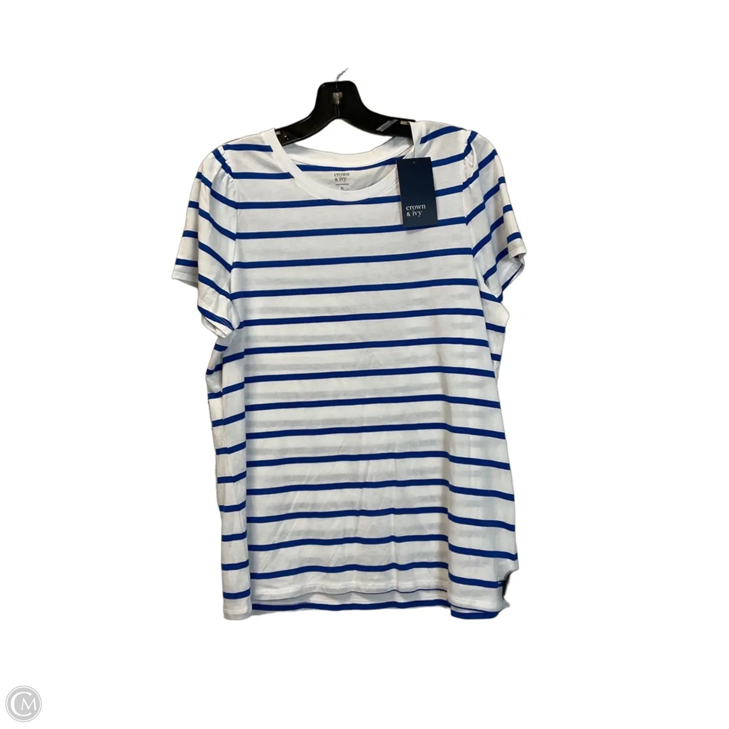 Top Short Sleeve By Crown And Ivy In Blue & White, Size: Xl