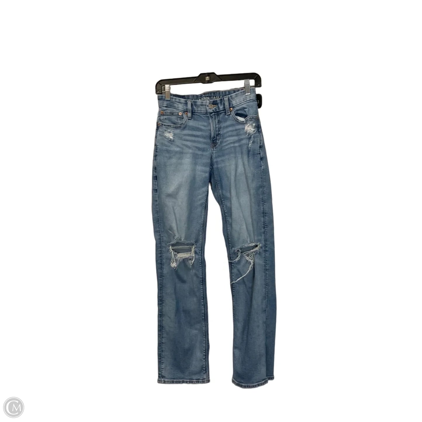 Jeans Straight By American Eagle In Blue Denim, Size: 2
