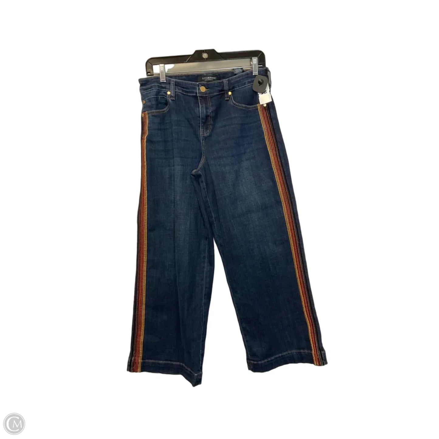 Jeans Wide Leg By Liverpool In Blue Denim, Size: 8