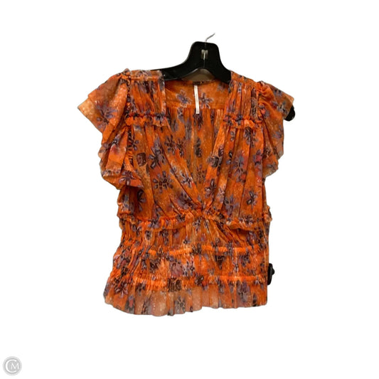 Top Short Sleeve By Free People In Orange, Size: Xs