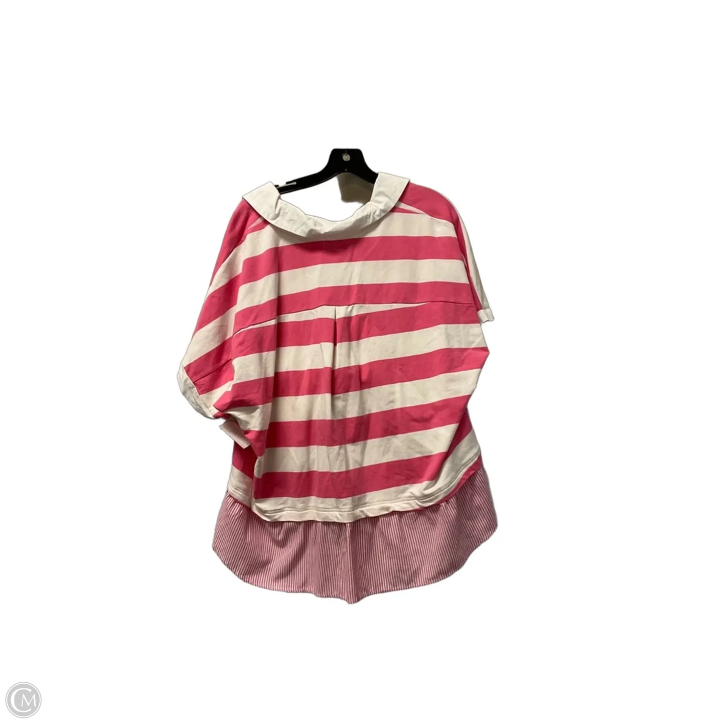 Top Short Sleeve By Umgee In Pink & White, Size: 2x