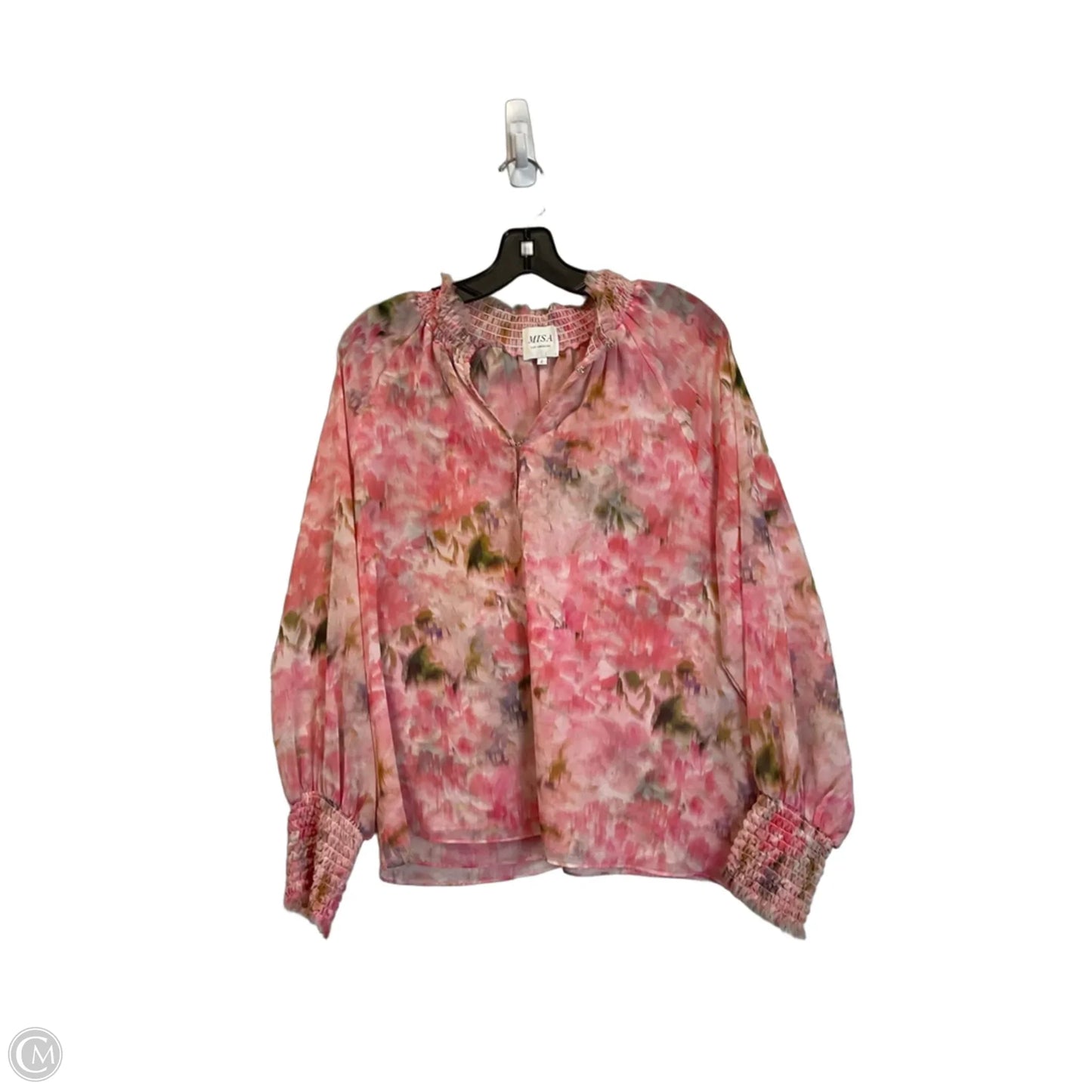 Top Short Sleeve Designer By Misa In Pink, Size: L