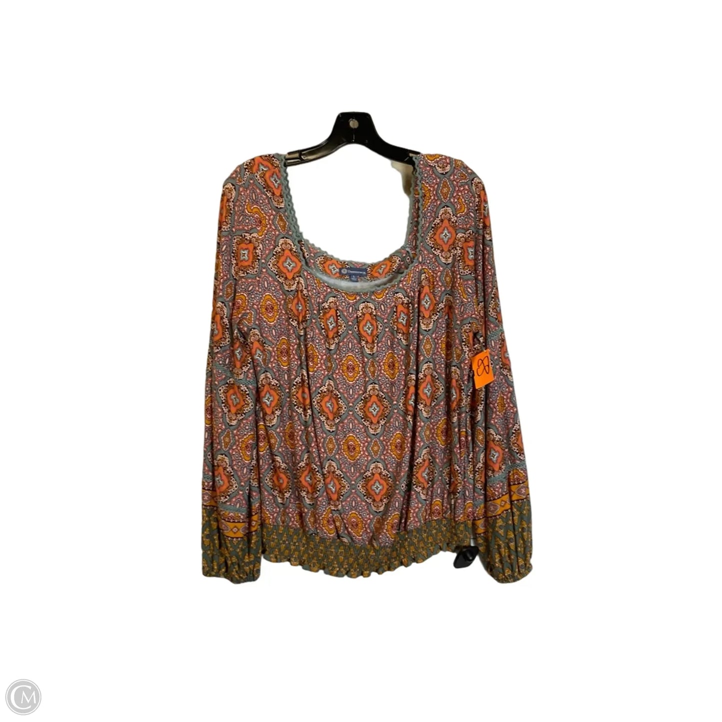 Top Long Sleeve Basic By Democracy In Floral Print, Size: L