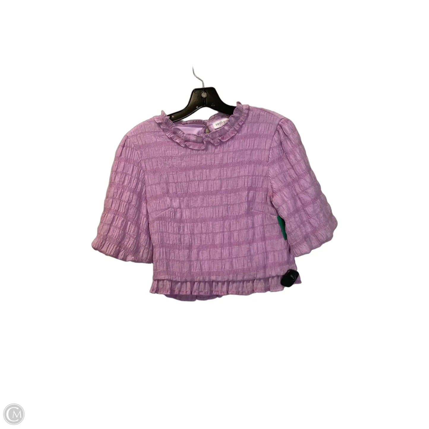 Top Short Sleeve Basic By Vestique In Purple, Size: L