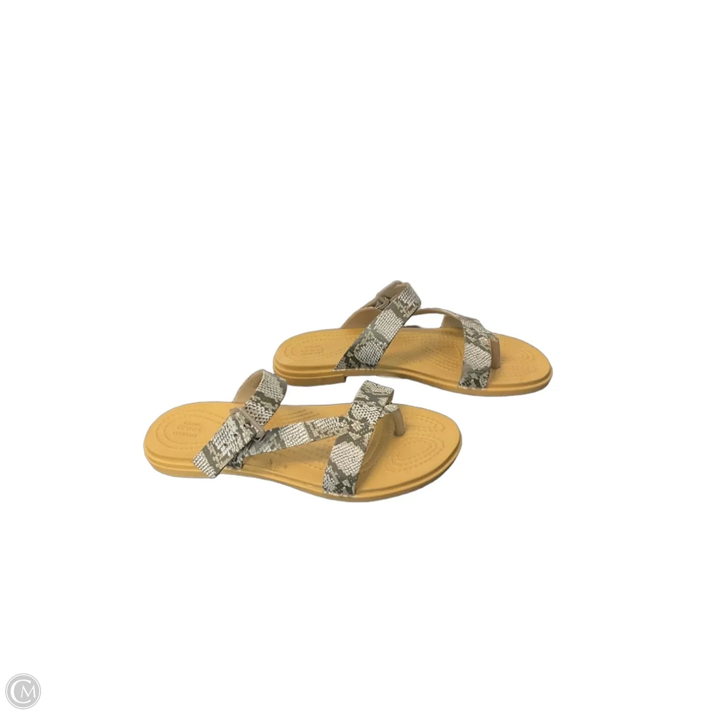 Sandals Flats By Crocs In Animal Print, Size: 6