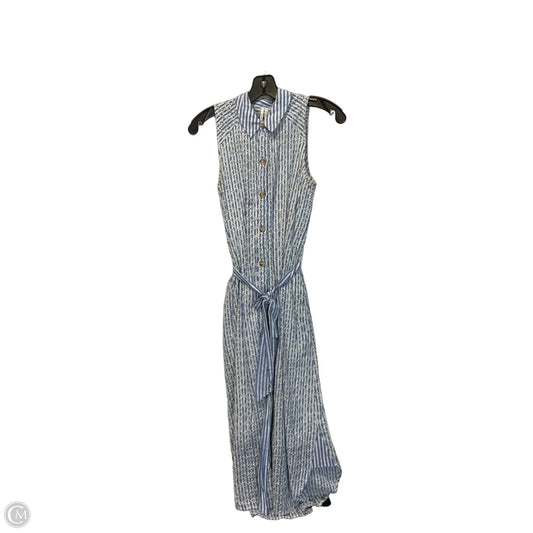Dress Casual Midi By Anthropologie In Blue & White, Size: 2