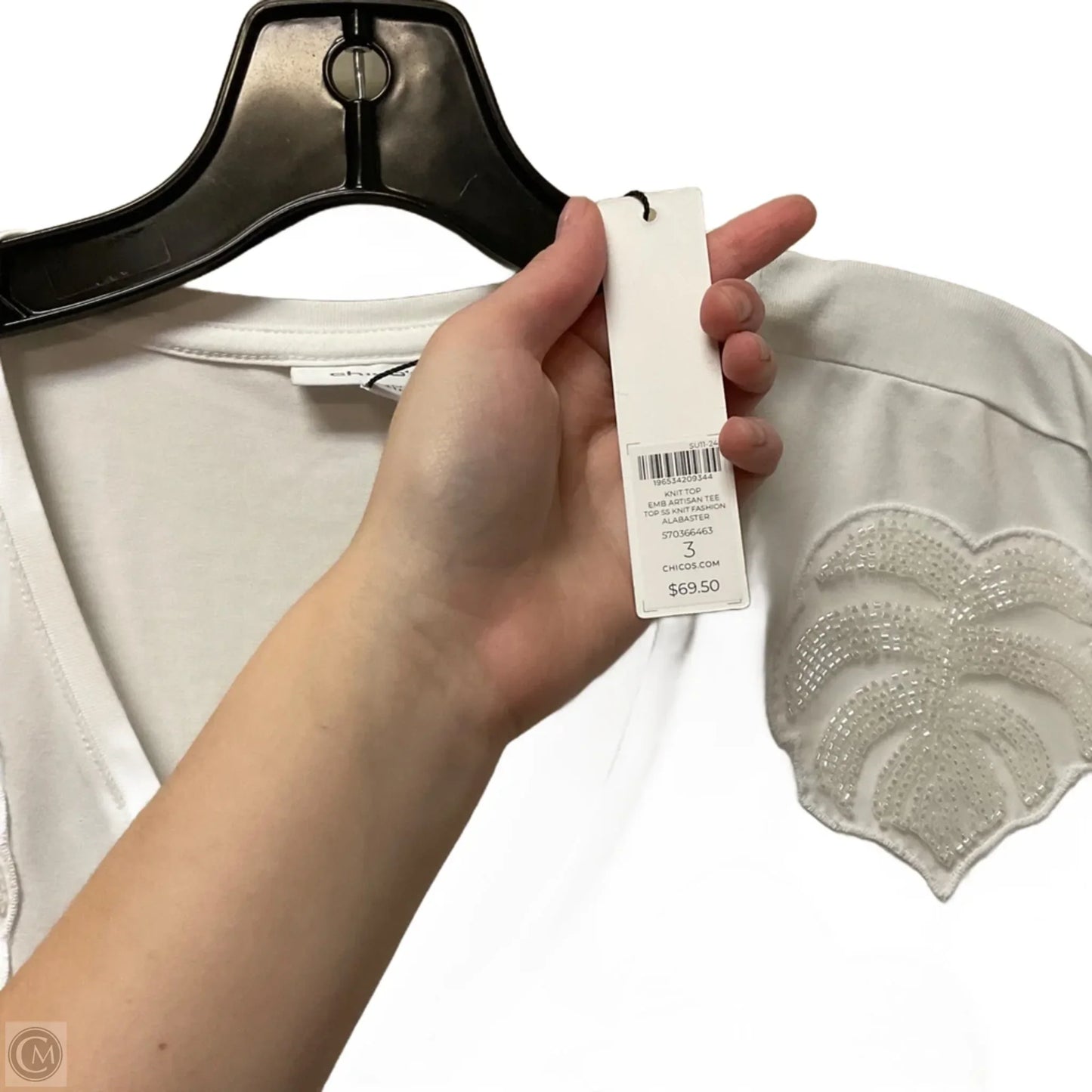 Top Short Sleeve By Chicos In White, Size: L