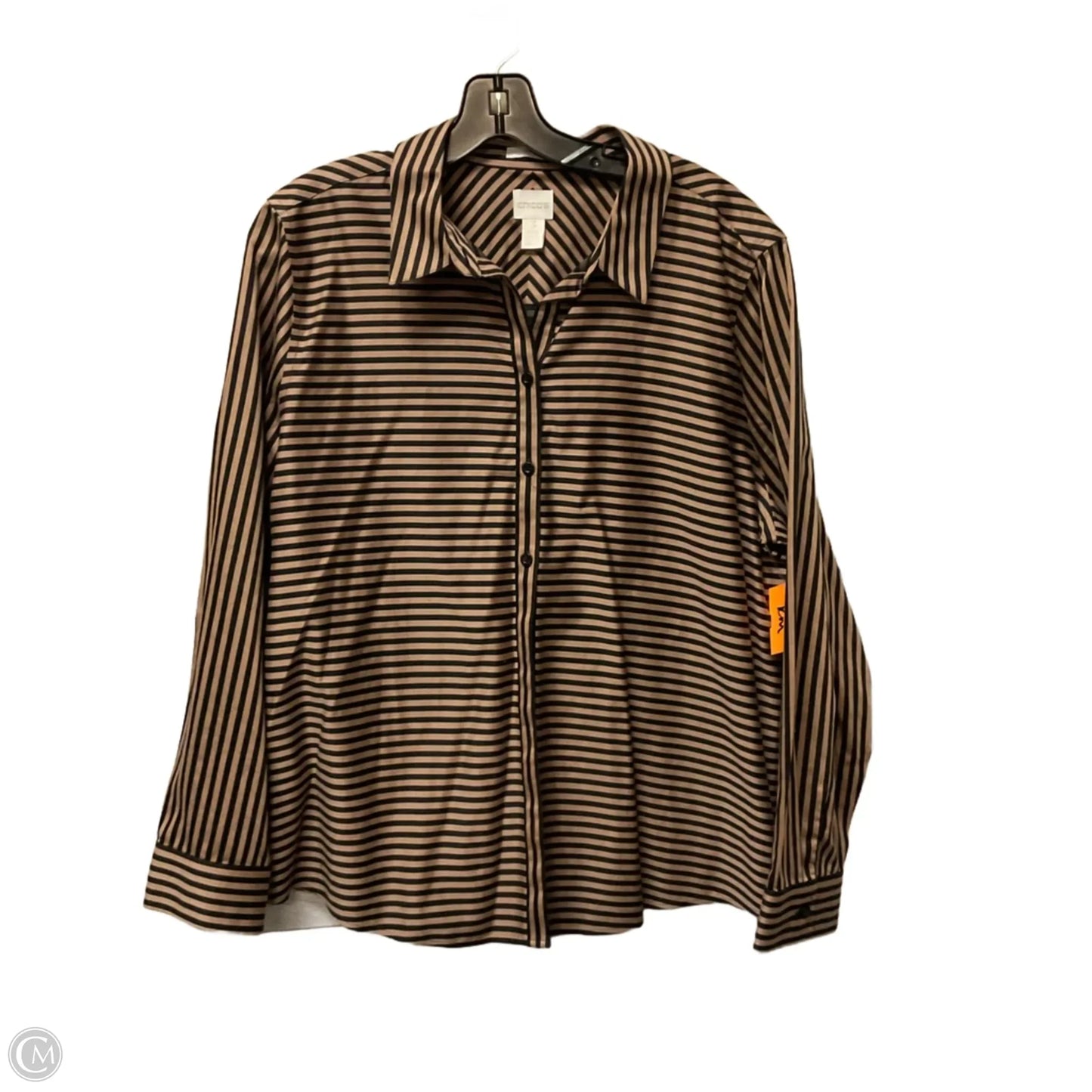 Top Long Sleeve Basic By Chicos In Striped Pattern, Size: L