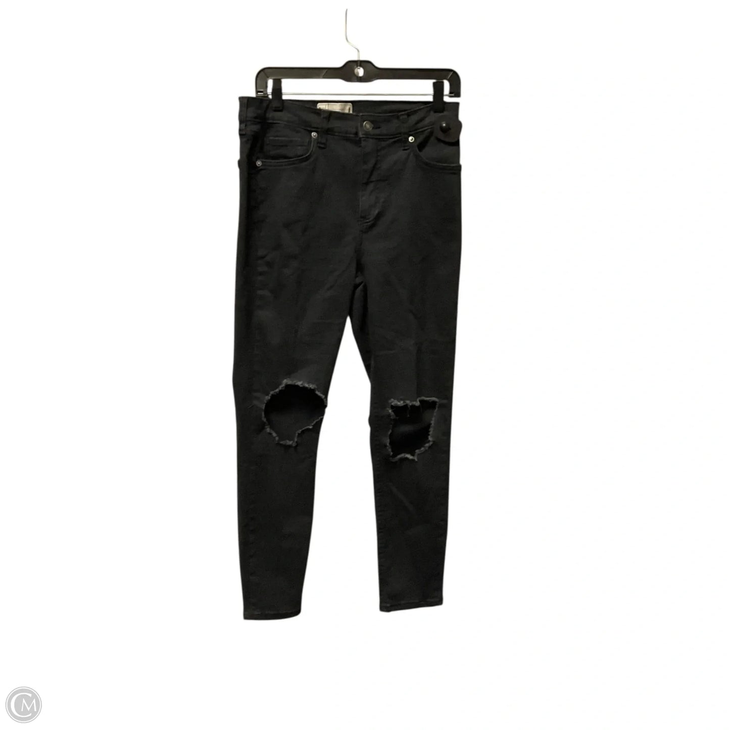 Jeans Skinny By Free People In Black Denim, Size: 8