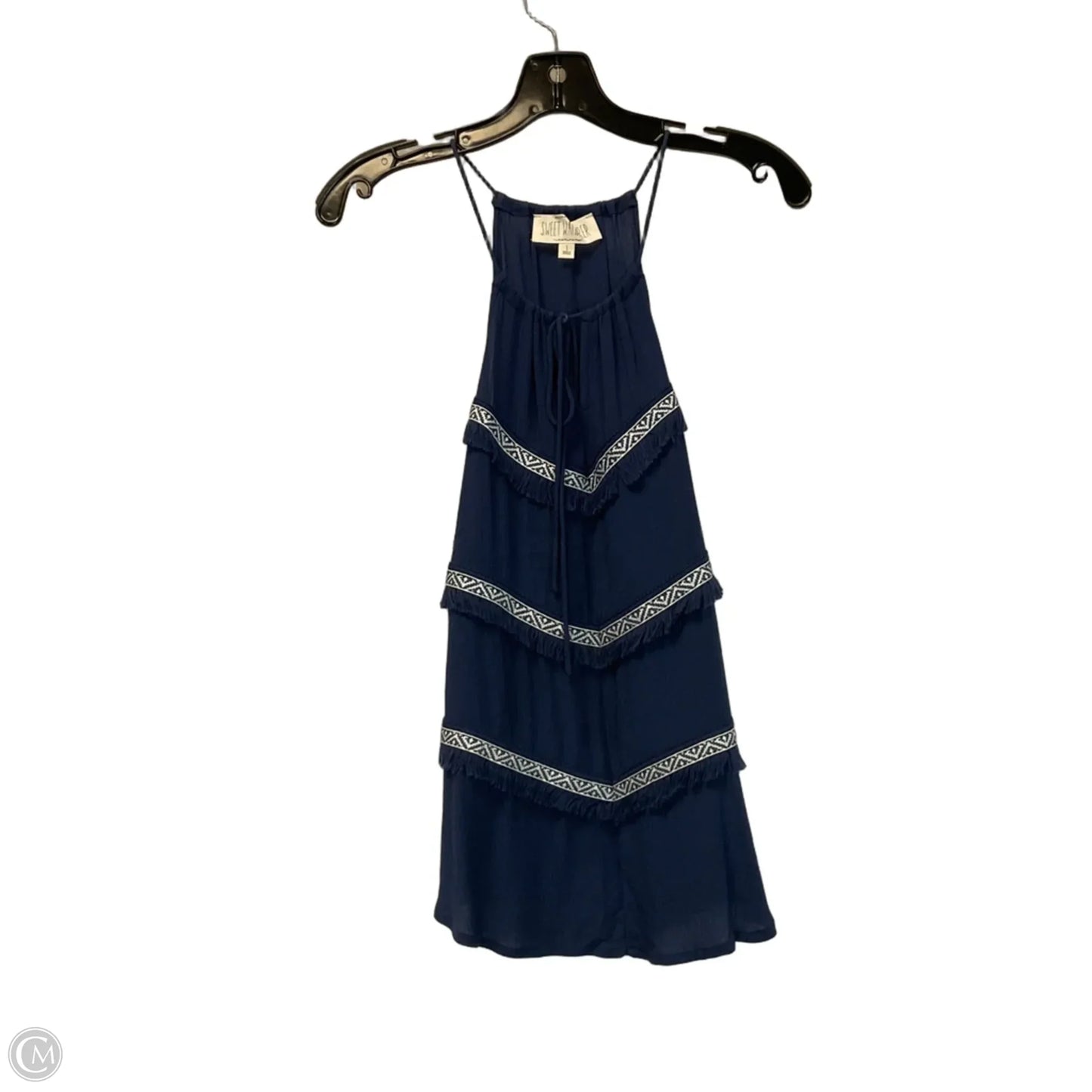 Top Sleeveless By Sweet Wanderer In Blue & White, Size: S