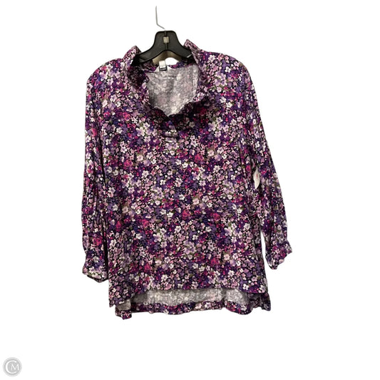Top Long Sleeve By Crown And Ivy In Floral Print, Size: L