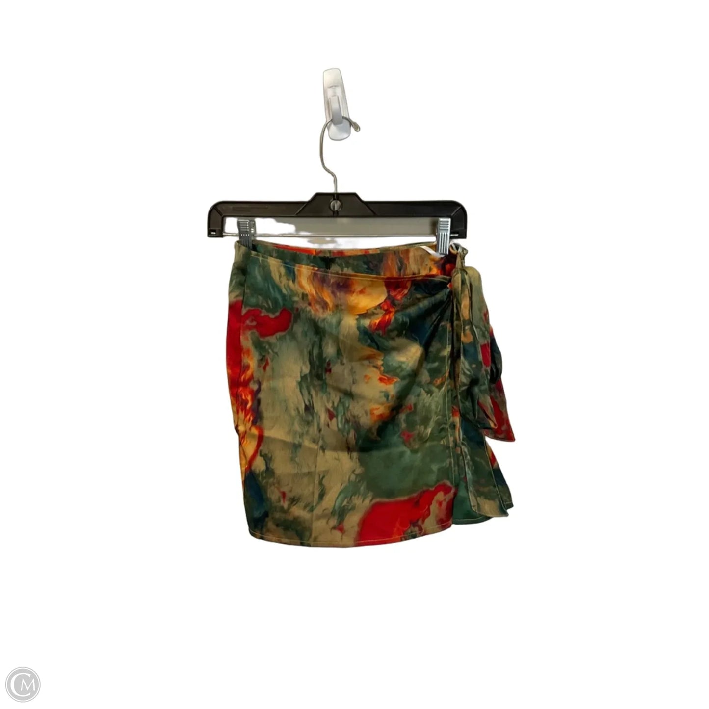 Skirt Mini & Short By Commense In Green & Orange, Size: S