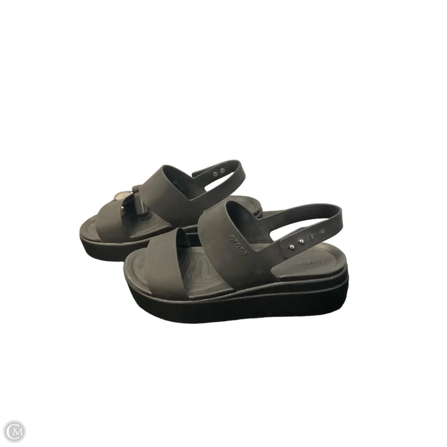 Sandals Flats By Crocs In Black, Size: 8