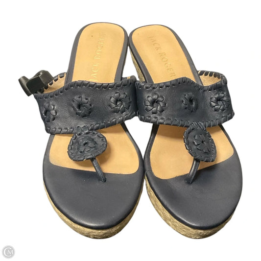 Sandals Heels Wedge By Jack Rogers In Navy, Size: 7.5