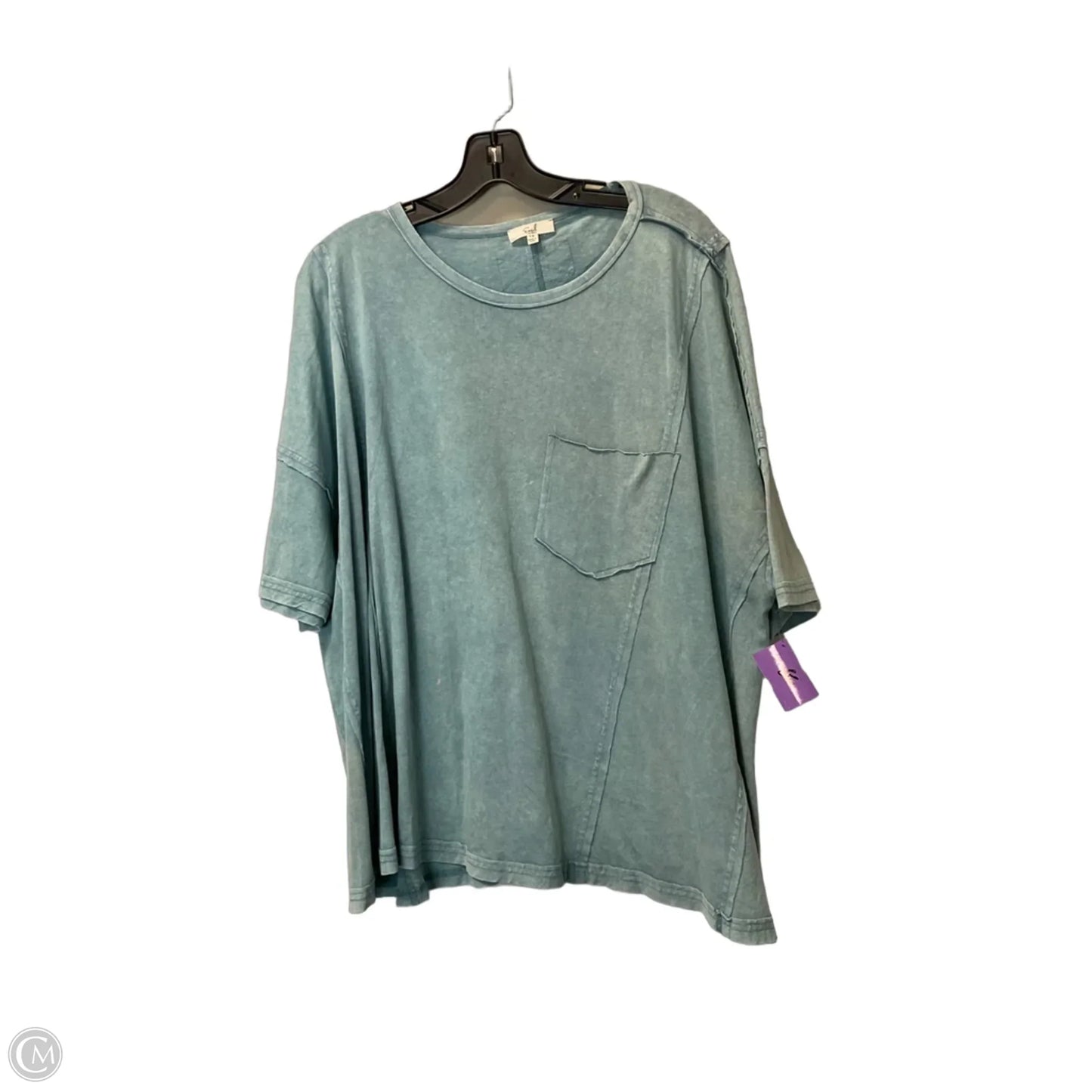 Top Short Sleeve Basic By Easel In Blue, Size: 1x