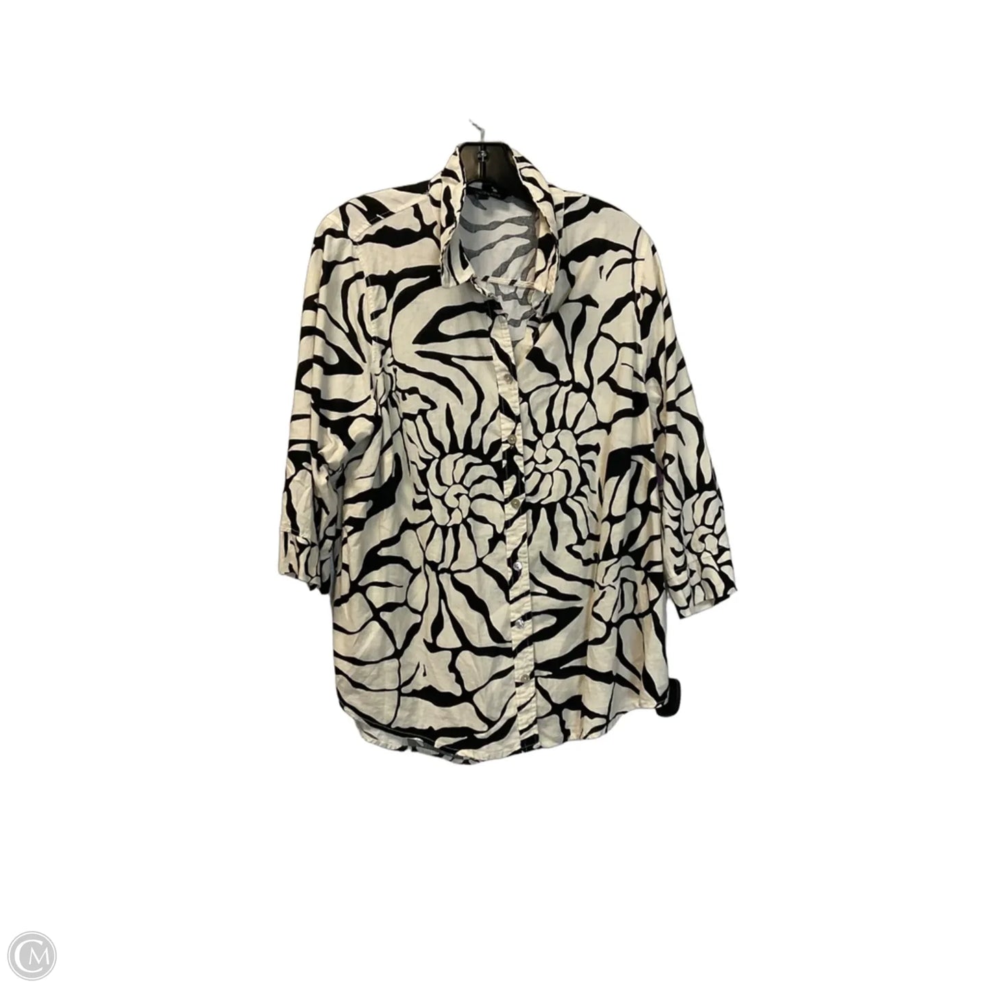 Top 3/4 Sleeve By Rachel Zoe In Black & Cream, Size: 1x