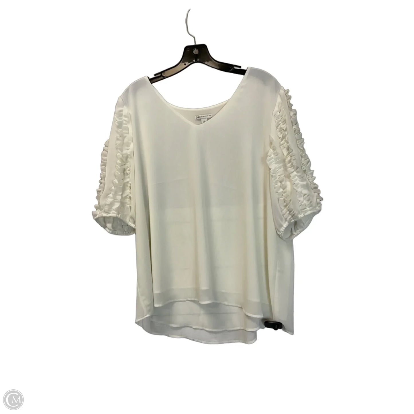 Top Short Sleeve By Cato In White, Size: Xl