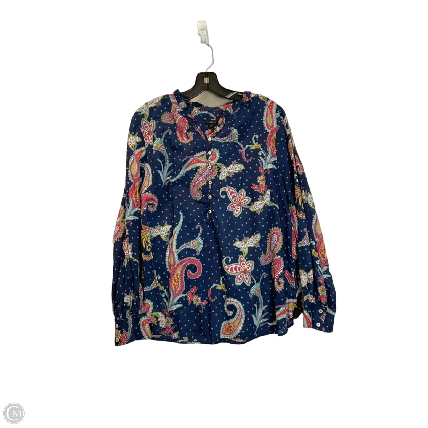 Top Long Sleeve By Talbots In Paisley Print, Size: Xl