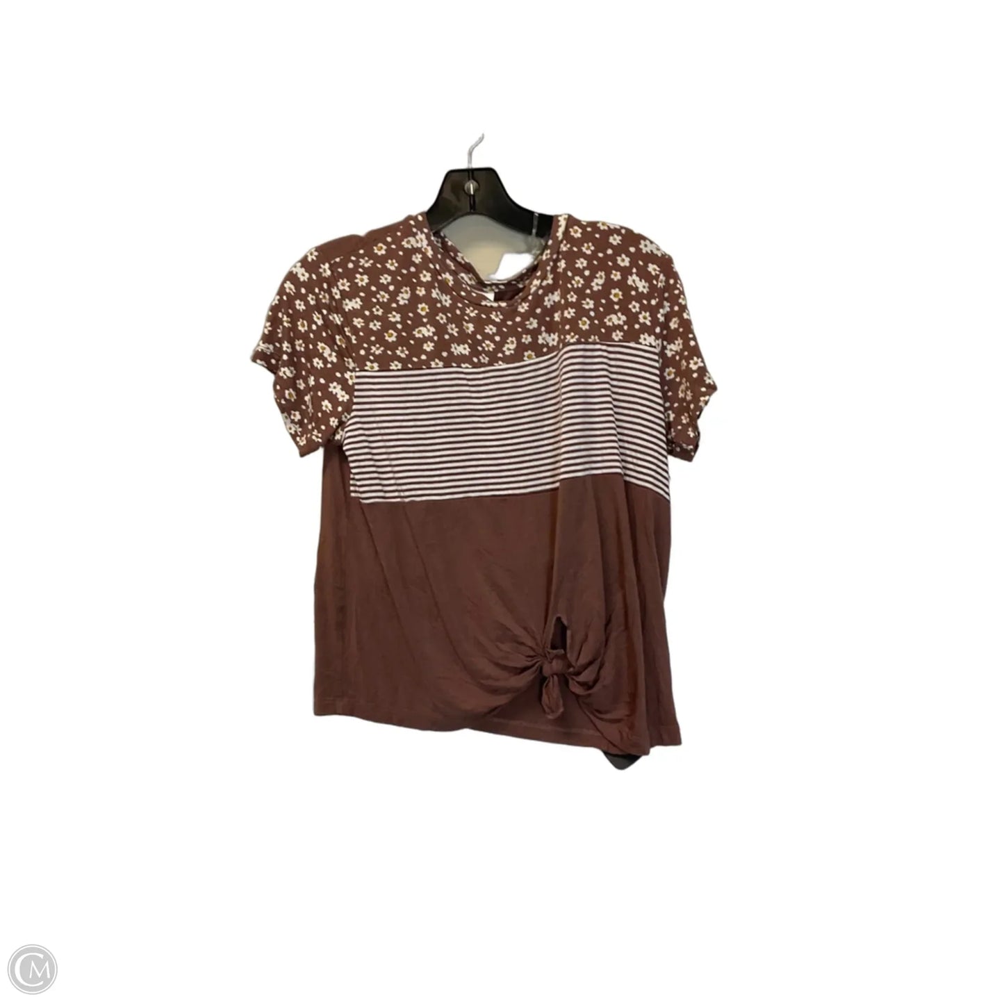 Top Short Sleeve Basic By Belle Du Jour In Brown, Size: S