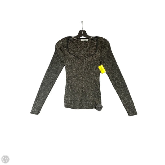 Top Long Sleeve By Anthropologie In Black & Gold, Size: S