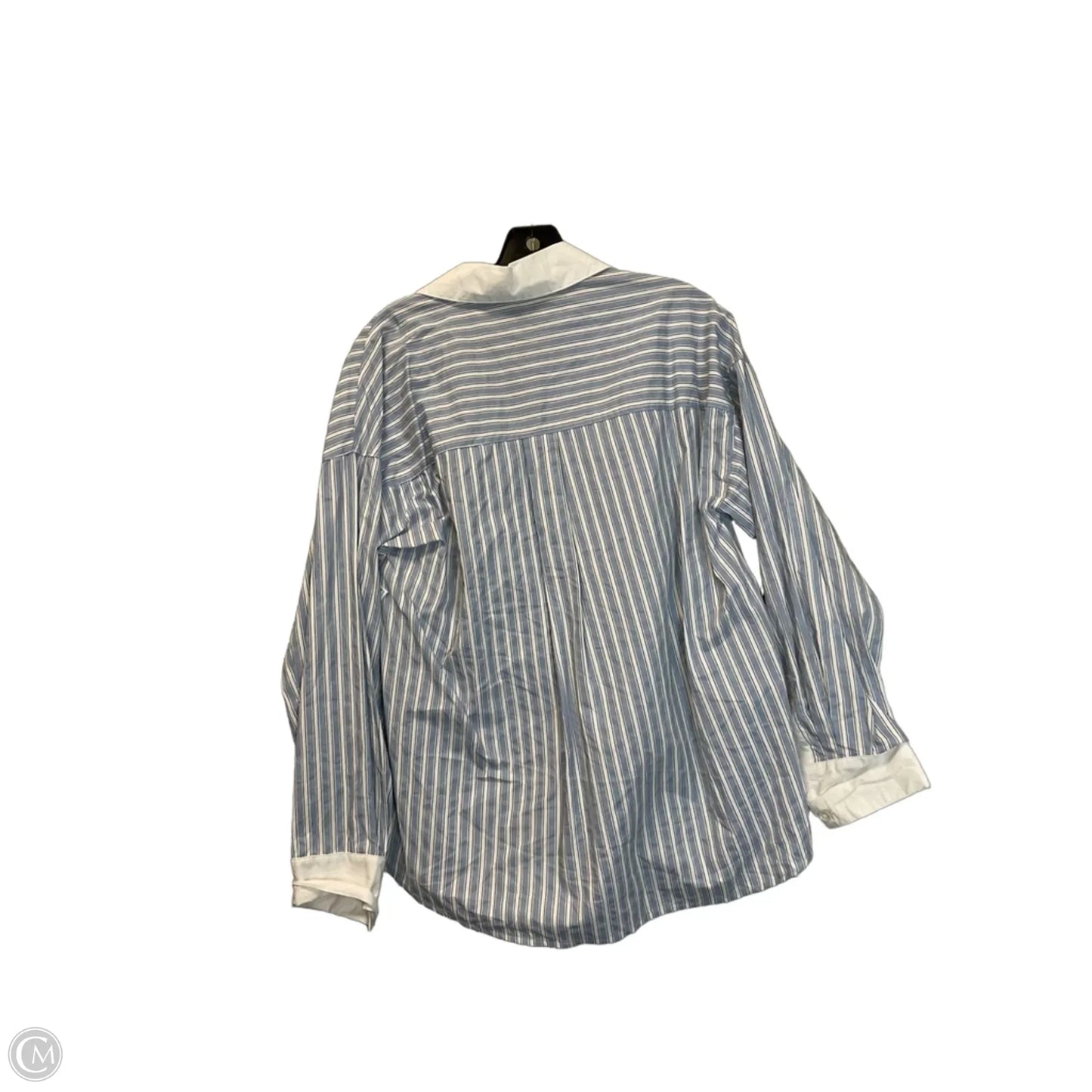 Top Long Sleeve By Entro In Blue & White, Size: M