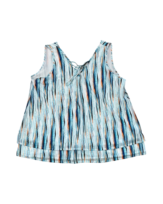 Top Sleeveless By Worthington In Blue & White, Size:Xl