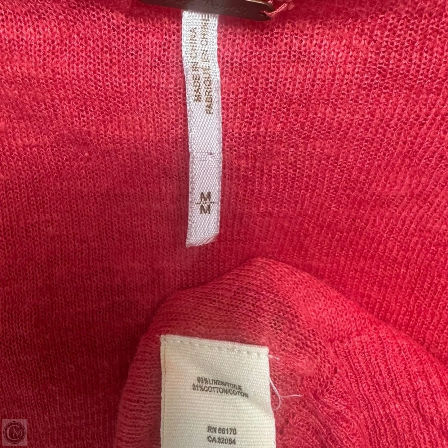 Linen Blend Hooded Sweater Cardigan By Free People In Red, Size: M