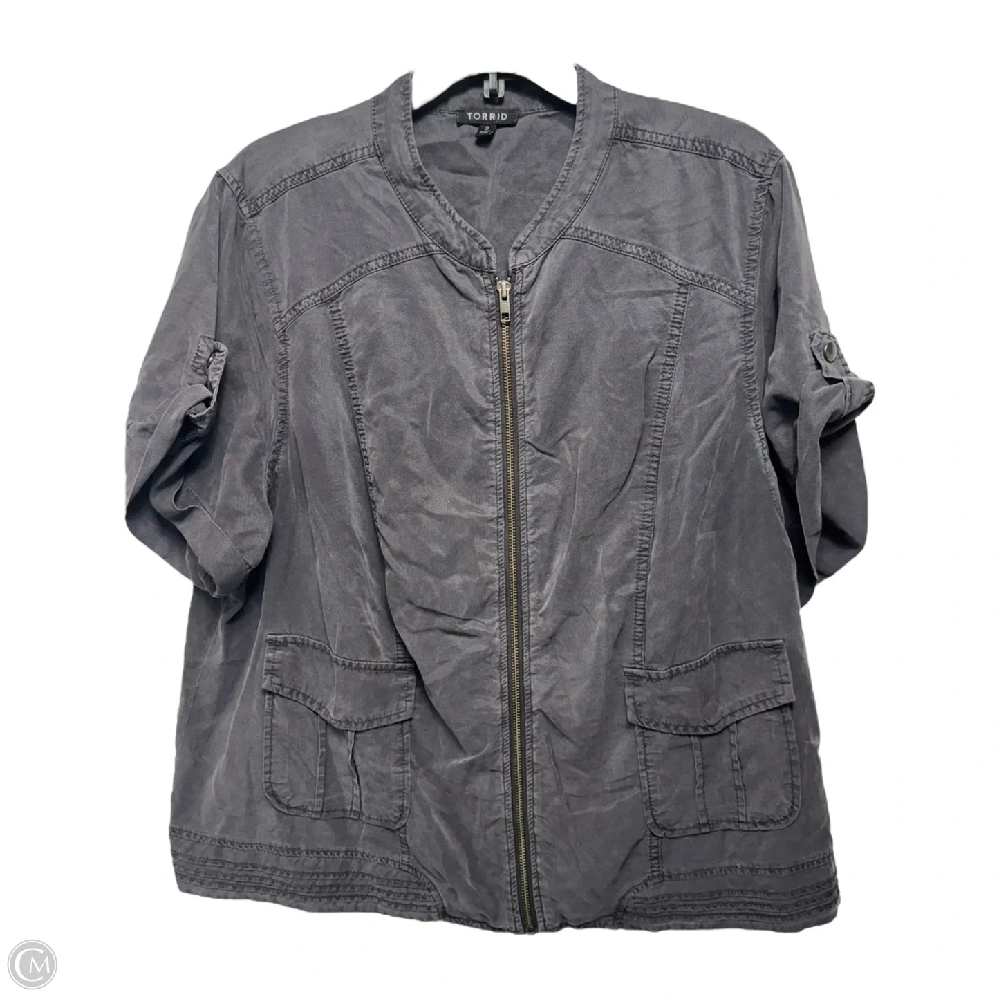 Jacket Shirt By Torrid In Grey, Size: 2x