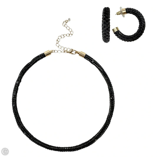 Infinity Lights Crystal Choker Necklace & Hoop Earrings Set, Size: 02 Piece Set