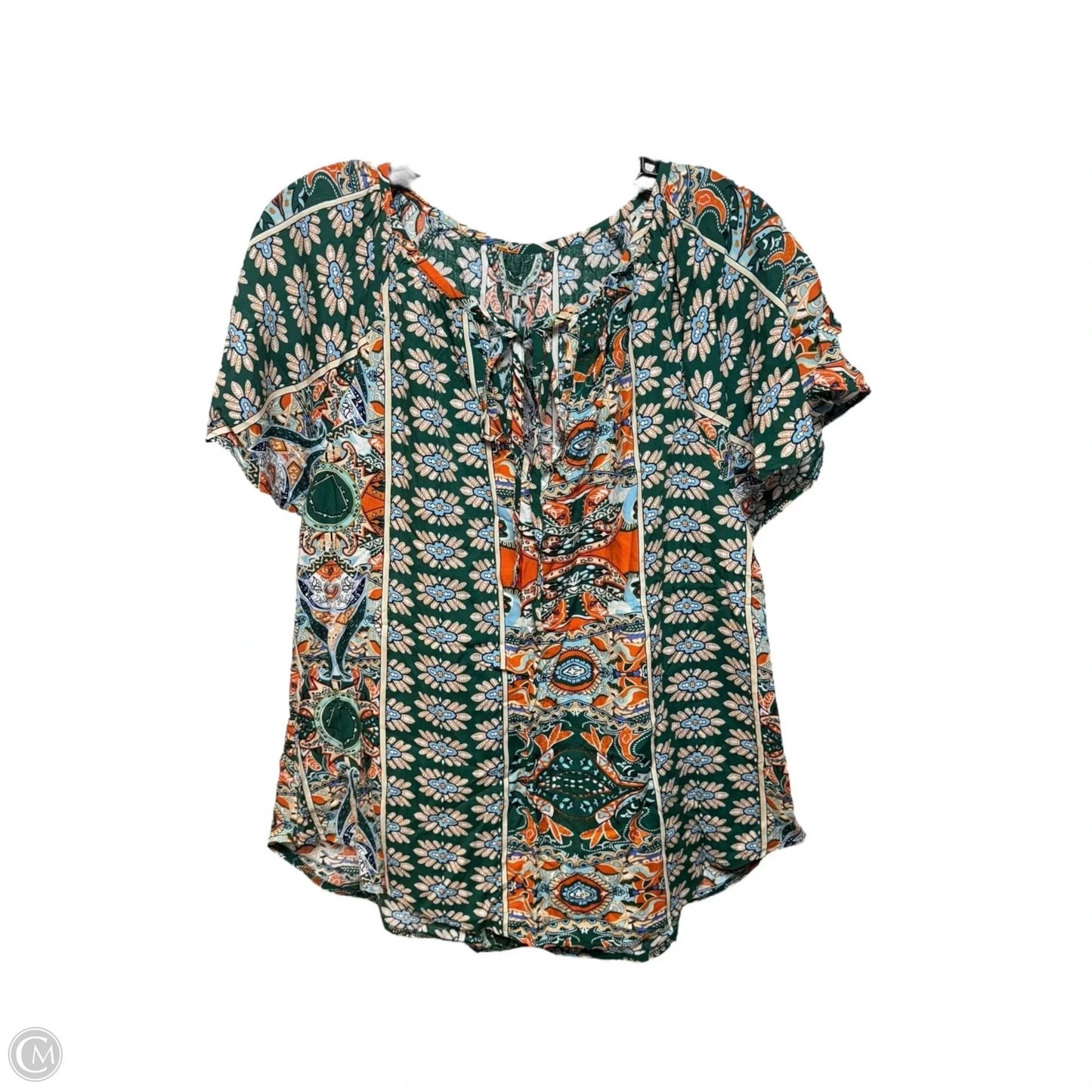 Top Short Sleeve By Shein In Floral Print, Size: L