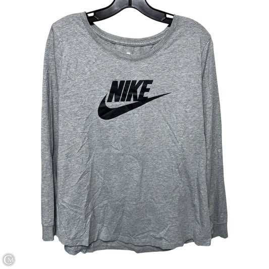 Athletic Top Long Sleeve Collar By Nike Apparel In Grey, Size: 1x