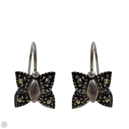 Vintage 925 Sterling Silver & Marcasite Butterfly Drop Earrings