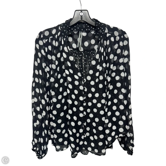 Sheer Top Long Sleeve By Anthropologie In Polkadot Pattern, Size: Xs
